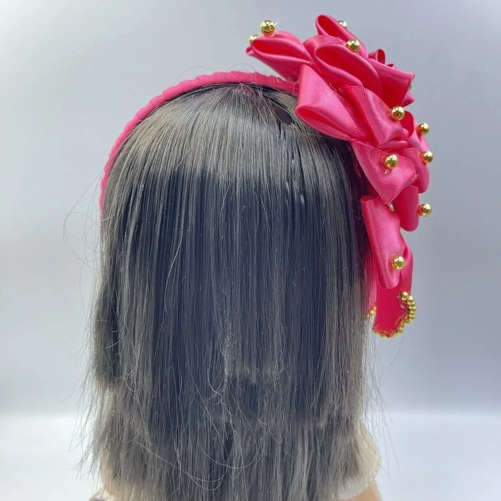 Hair Band Hand-made Hair Accessories For Girls Pink 4 in Wide